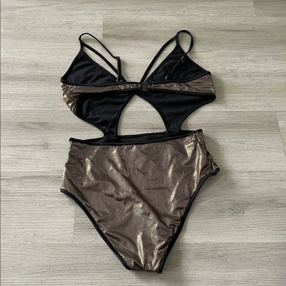 Metallic Gold Women's Swimsuit Size Small